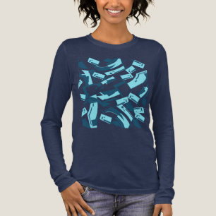 Aqua Turquoise Blue Diagonal Scattered Pieces Tri-Blend Shirt