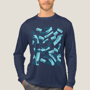 Aqua Turquoise Blue Diagonal Scattered Pieces  Tri-Blend Shirt