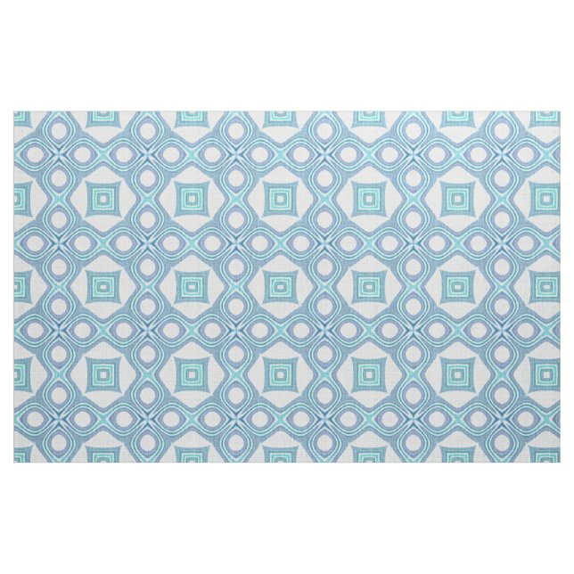 Aqua Turquoise Blue Green Bali Batik Pattern Fabric (Fat Quarter)