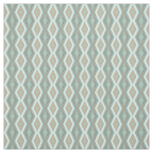 Aqua Turquoise Blue Green Brown Tribal Squares Fabric