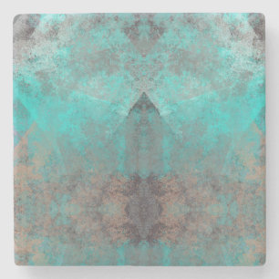 Aqua Turquoise Blue Grey Stone Coaster