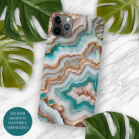 Aqua Turquoise Blush Pink Rose Gold Marble Pattern