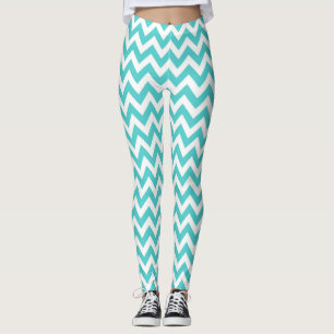 Aqua Turquoise Chevron Pattern Women's Leggings