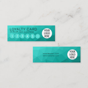 Aqua Turquoise Gradient Geometric Mesh Custom Logo Loyalty Card