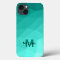 Aqua Turquoise Gradient Geometric Mesh Monogram