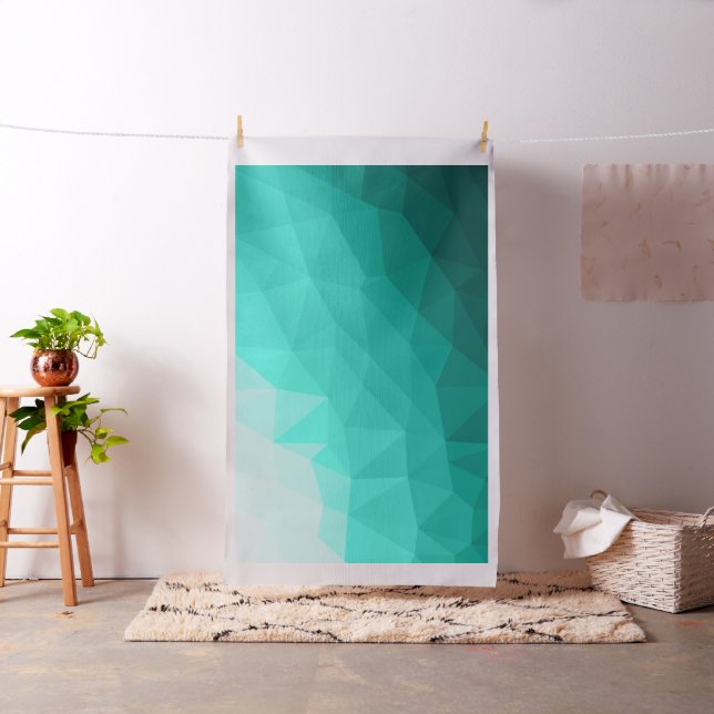 Aqua Turquoise Gradient Geometric Mesh Pattern Fabric (In Situ)