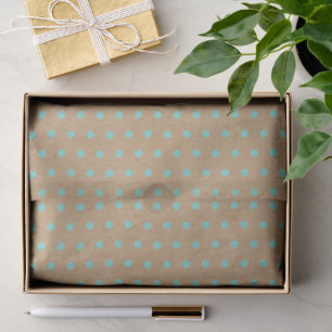 Aqua Turquoise Green Dots Faux Rustic Brown Kraft Tissue Paper