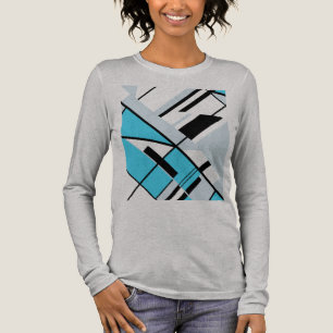 Aqua Turquoise Grey with Black Diagonal Design Tri-Blend Shirt