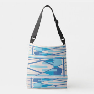 Aqua Turquoise Navy Tiered Mediterranean Look Crossbody Bag
