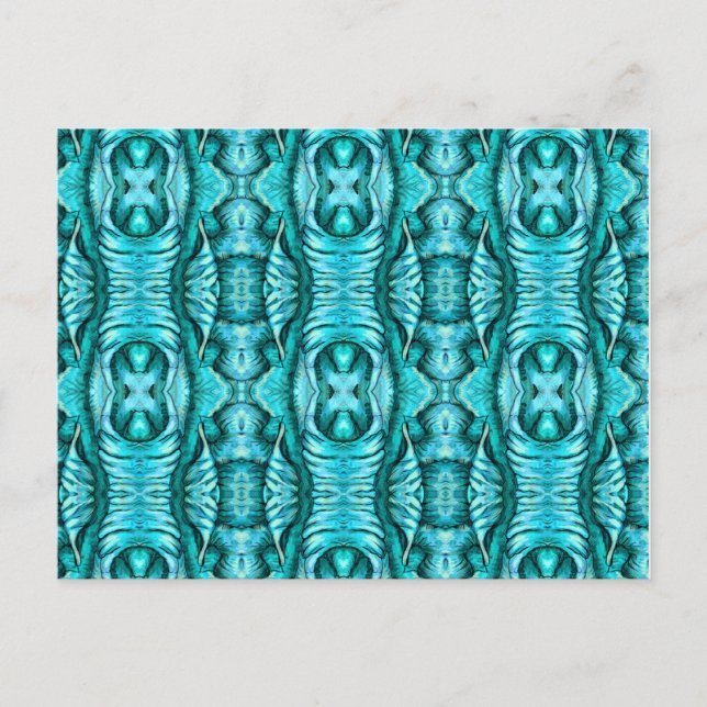 Aqua Turquoise Ocean Wing Organic Pattern Postcard (Front)
