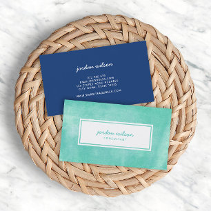 Aqua Turquoise Rolled Ink Modern Business Card