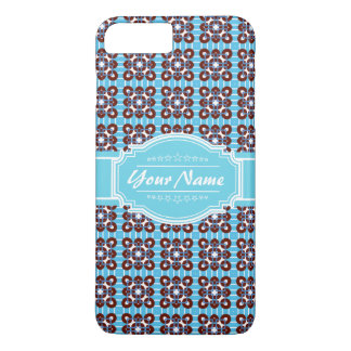 Aqua Turquoise Squares Pattern Personalised Case-Mate iPhone Case