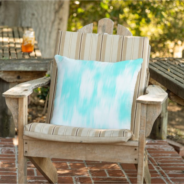 Aqua Turquoise White Abstract Outdoor Cushion (Chair)