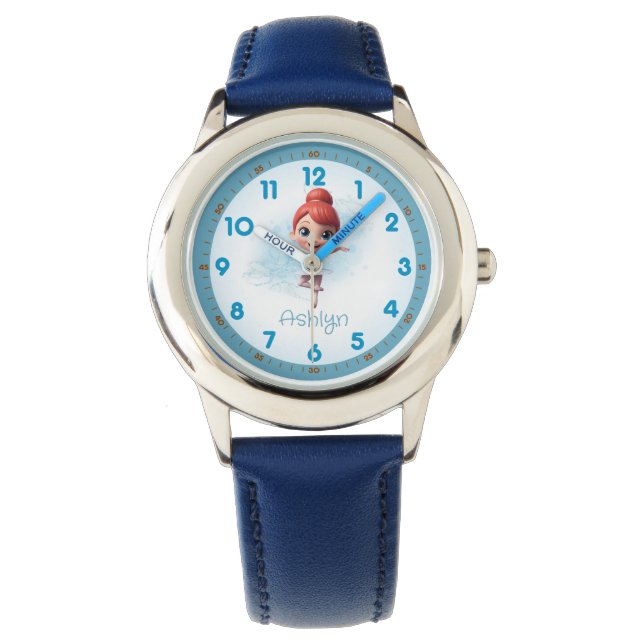 Aqua Tutu Ballerina Personalised Learning Watch (Front)