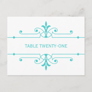 Aqua v2 Fancy Ornamental Table Number Postcard