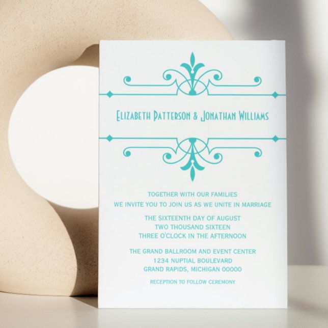 Aqua v2 Fancy Ornamental Wedding Invite (Aqua v2 Fancy Ornamental Wedding Invite)