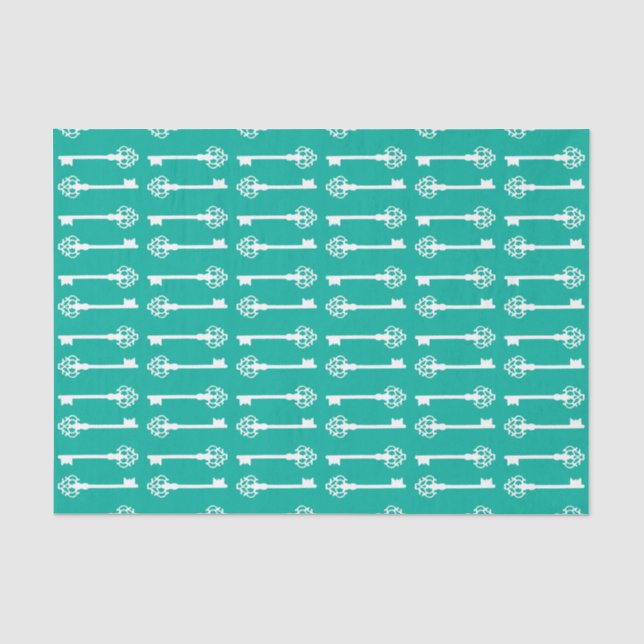 Aqua Victorian Keys Tissue Paper (Front)