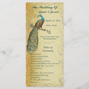 Aqua Vintage Bird Wedding Program Order of Service Programme