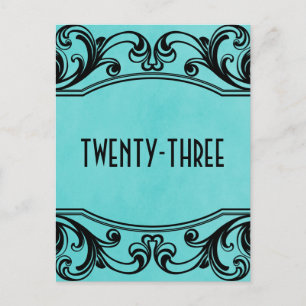 Aqua Vintage Swirls Table Number Postcard