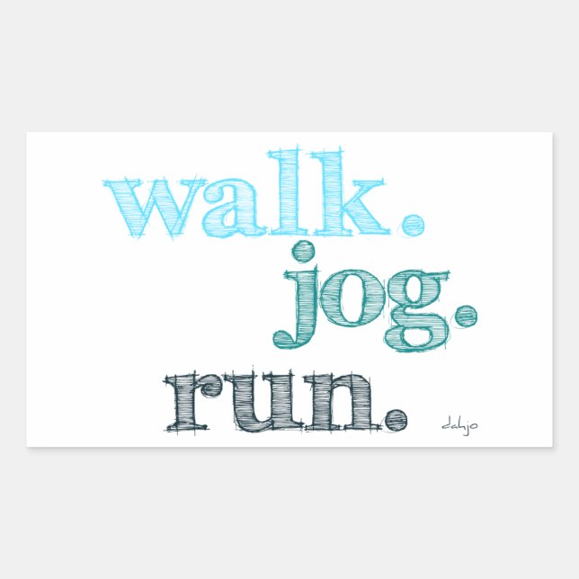 AQUA WALK JOG RUN (font SHADED) Rectangular Sticker (Front)