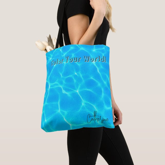 Aqua Water Pattern With Reflection Waves Tote Bag (Close Up)