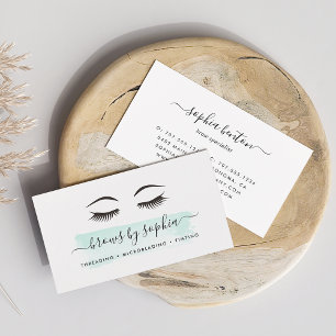 Aqua Watercolor Brow Services Business Card