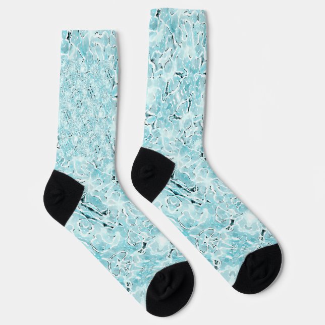 Aqua Watercolor Crew Socks (Right)