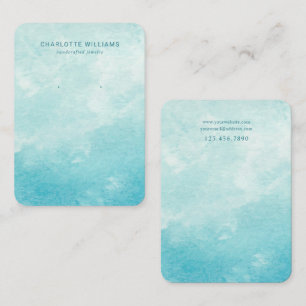 Aqua Watercolor Custom Jewelry Display Card