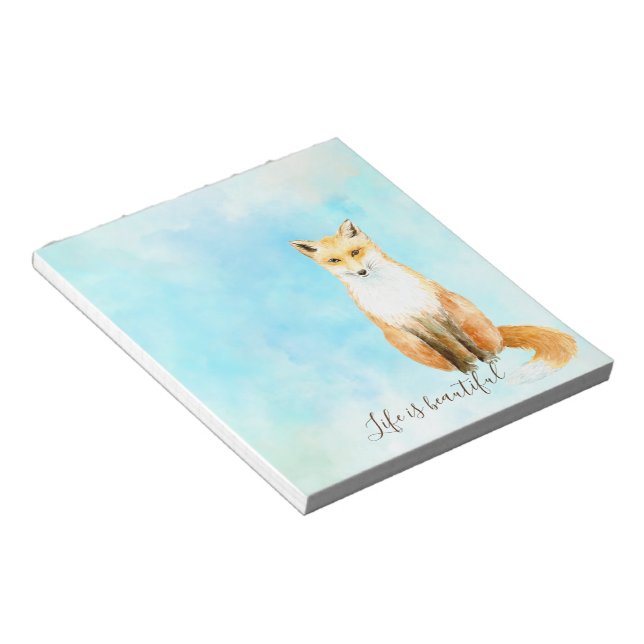 Aqua Watercolor Orange Fox             Notepad (Angled)