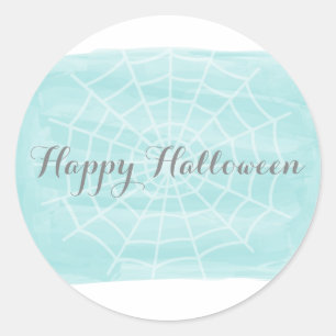 Aqua Watercolor Spider Web Halloween Stickers