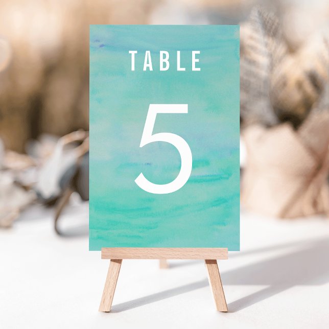 Aqua Watercolor Table Number (Creator Uploaded)