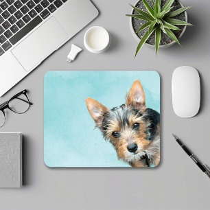 Aqua Watercolor with Pet Photo Mouse Pad