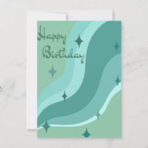 Aqua wavy birthday card 