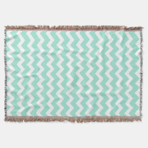 Aqua White Chevron Pattern Throw Blanket