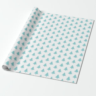 Aqua/White Christmas Tree Iconic Pattern Wrapping Paper