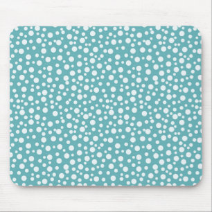 Aqua White Confetti Mouse Pad