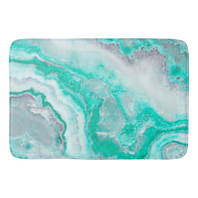 Aqua White Gemstone Agate Mineral Quartz Bath Mat (Front)