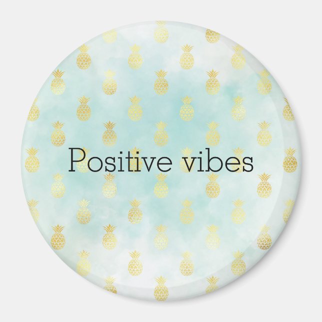 Aqua White Gold Tropical Glam Pineapples        Magnet (Front)