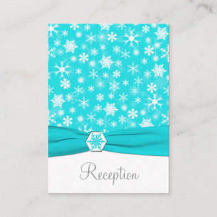 Aqua, White, Grey Snowflakes Enclosure Card