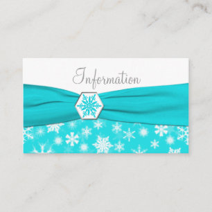 Aqua, White, Grey Snowflakes Information card