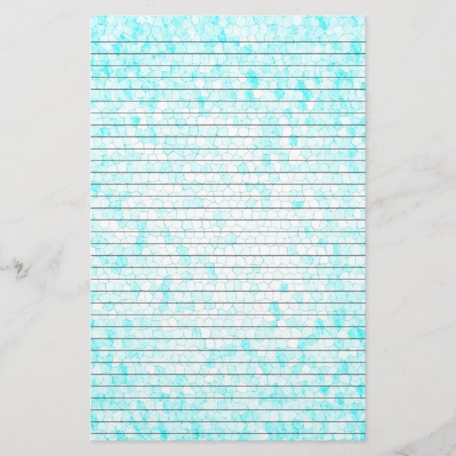 Aqua White Mosaic Stationery w/ Optional Lines (Front)