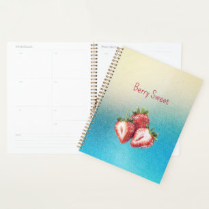 Aqua White Ombre Berry Sweet Strawberries   Planner