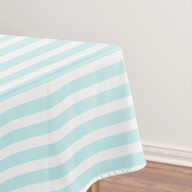 Aqua/White Simple Stripes Pattern Tablecloth (In Situ)