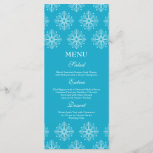 Aqua + white snowflakes winter wedding food menu