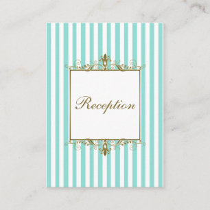 Aqua, White Stripes Gold Scrolls Enclosure Card