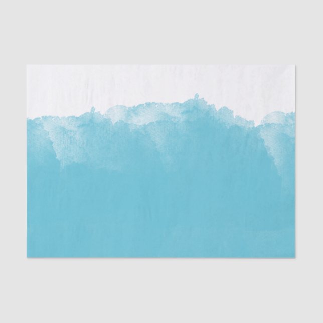 Aqua White Watercolor Ombre Tissue Paper (Front)