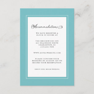Aqua & White Wedding Detail Modern Chic Borders Enclosure Card