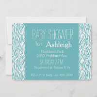 Aqua White Zebra Print baby shower