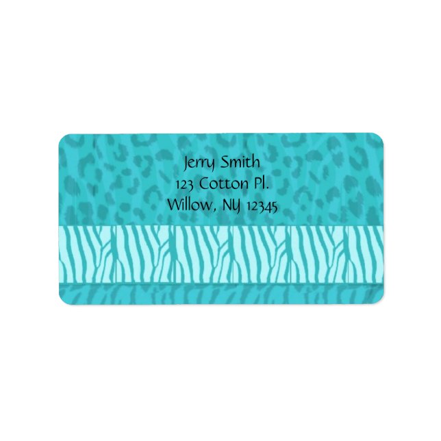 Aqua Wild Animal Fur Pattern Label (Front)