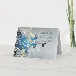 aqua winter wedding Thank You Card